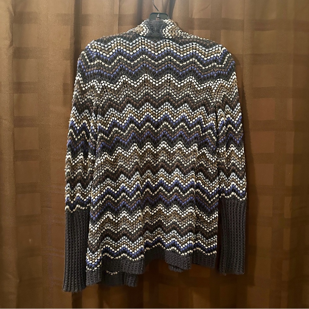 Nic+Zoe Celestial Multicolor Chevron Open Front Open Knit Cardigan Zigzag size S - Picture 5 of 7